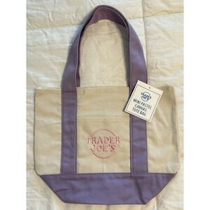 NWT LTD RELEASE Trader Joe's  Pastel Purple Mini Canvas Tote‎ Bag